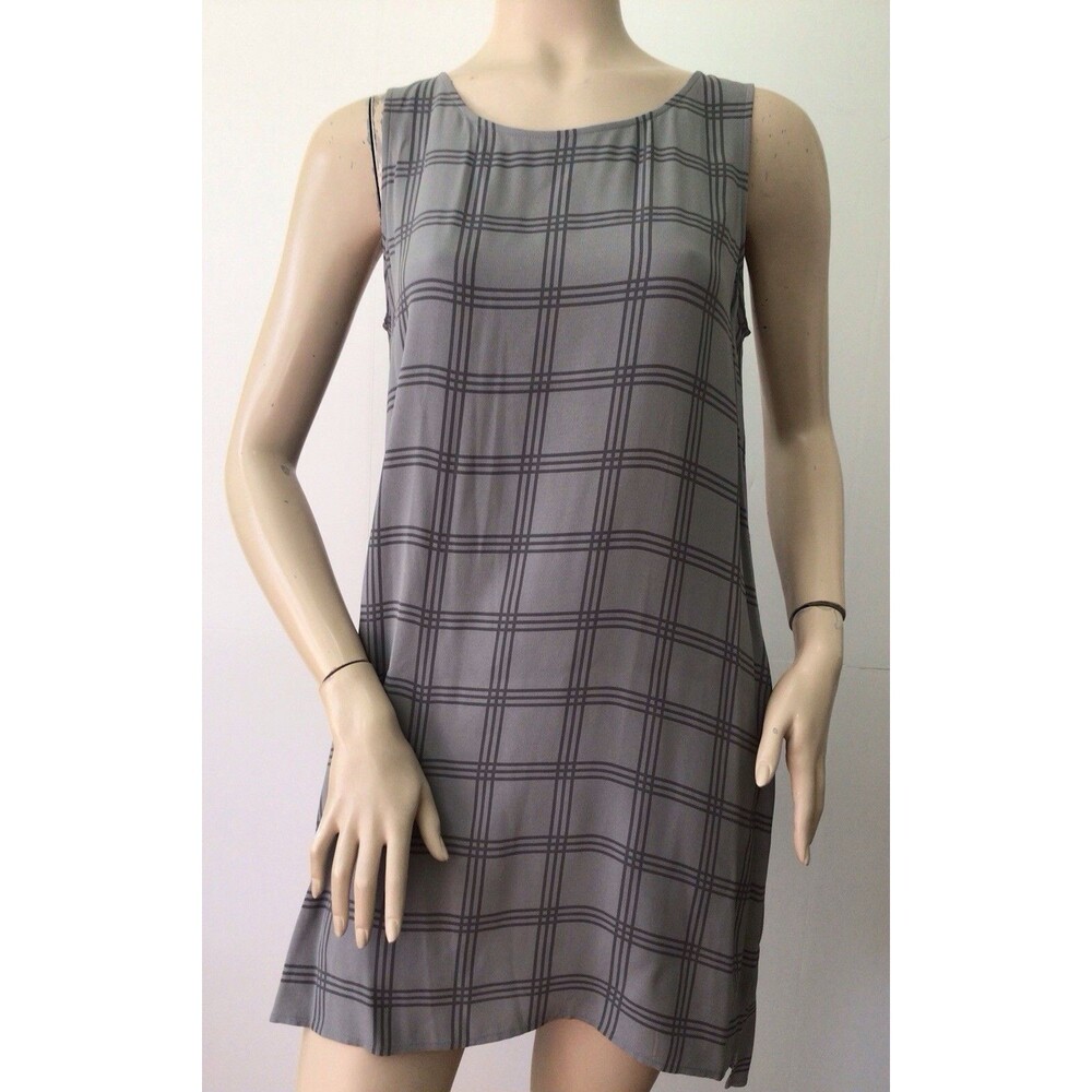 EILEEN FISHER (Size S) 100% Silk Sleeveless Shift Dress, Gray